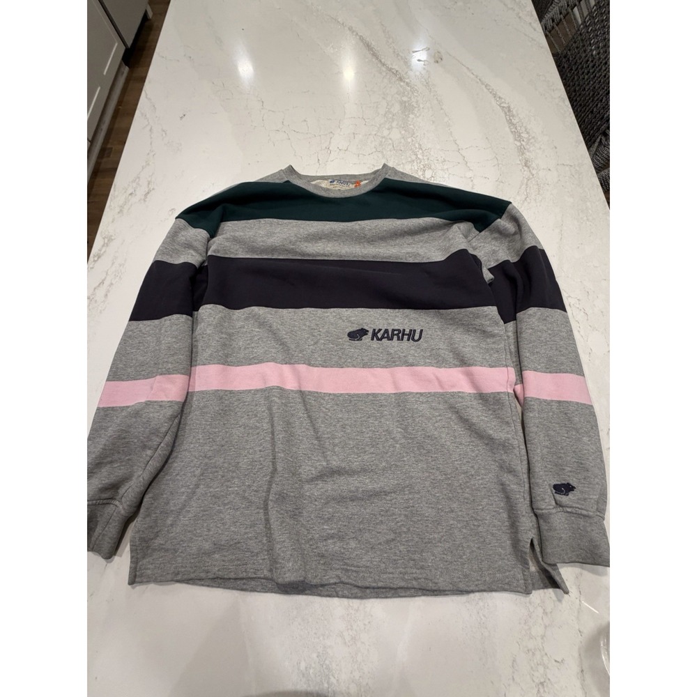 karhu uni striped sweatshirt heather grey roseate